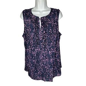 Daniel Rainn NWT Women's Sleeveless Rayon Top Purple Tie Front Neck Plus Size 1X